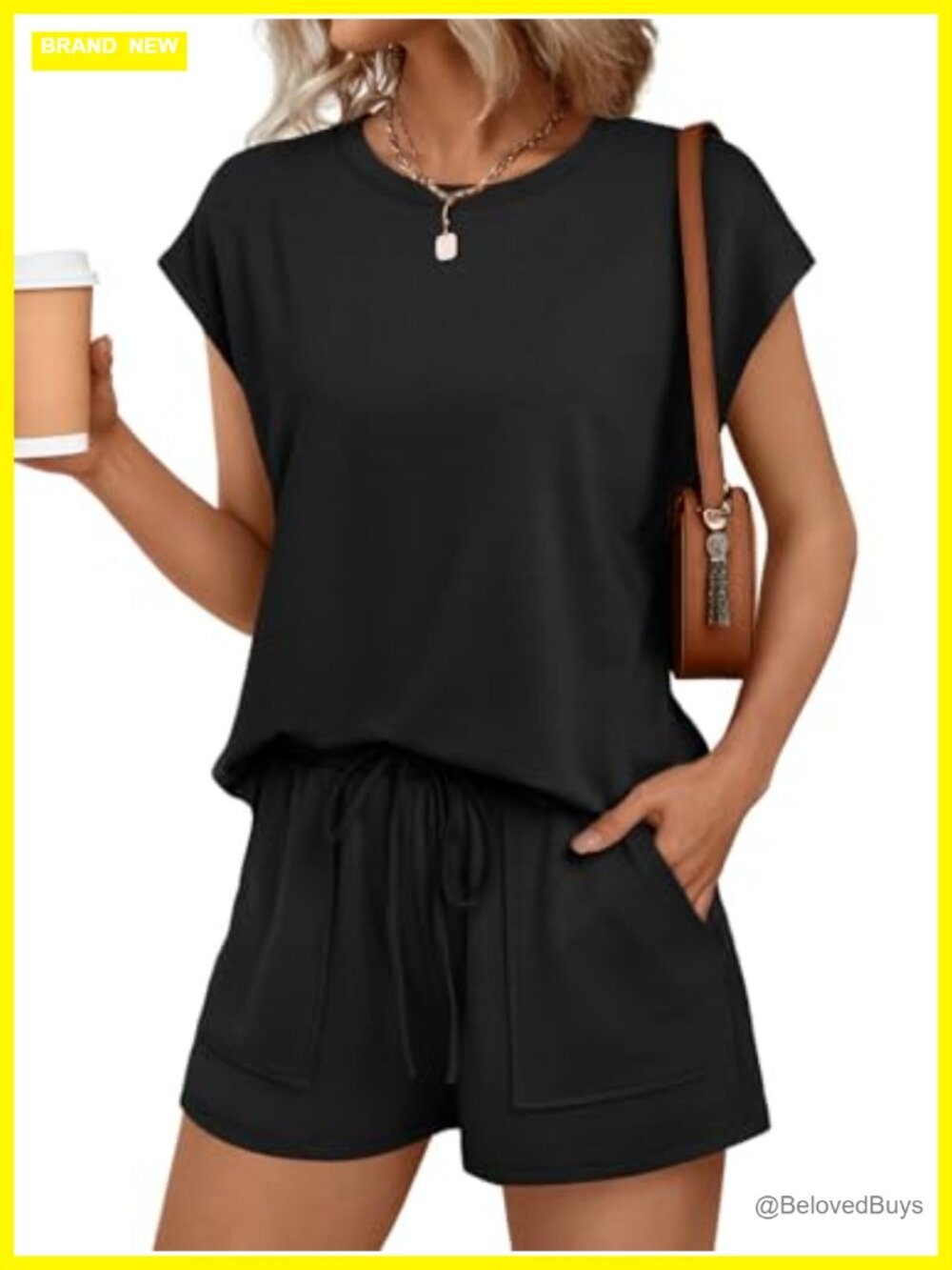 2 Piece Lounge Shorts Set with Pockets Lightweight Summer
